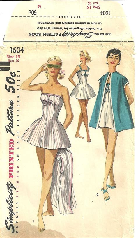 Vintage Simplicity Sewing Pattern Size Bathing Suit And Beach Coat My