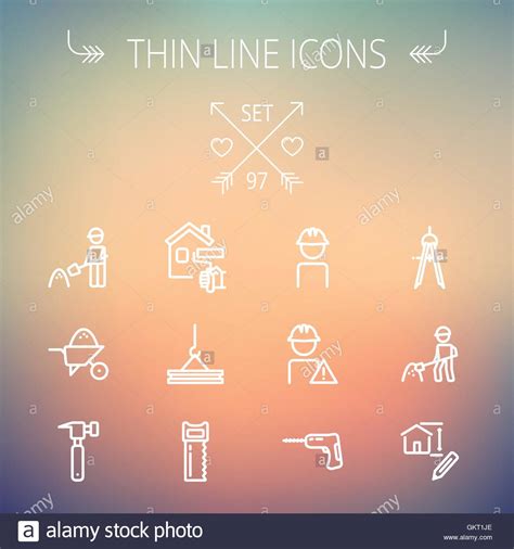 Construction Thin Line Icon Set Stock Vector Image And Art Alamy
