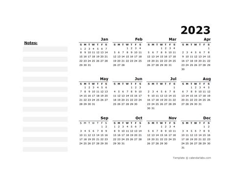 2023 Yearly Calendar Minimal Design Free Printable Templates