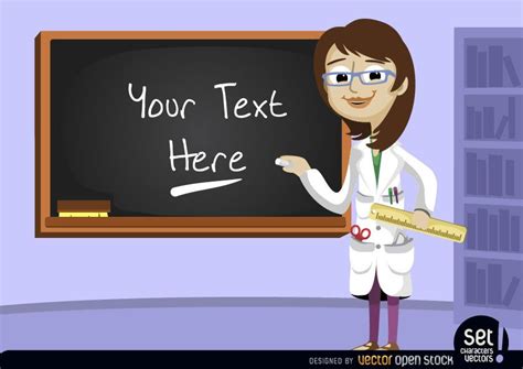 Teacher With Blackboard In Class Vector Download