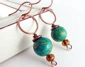 Items Similar To Wire Wrapped Earrings Turquoise And Copper Wire Mosaic