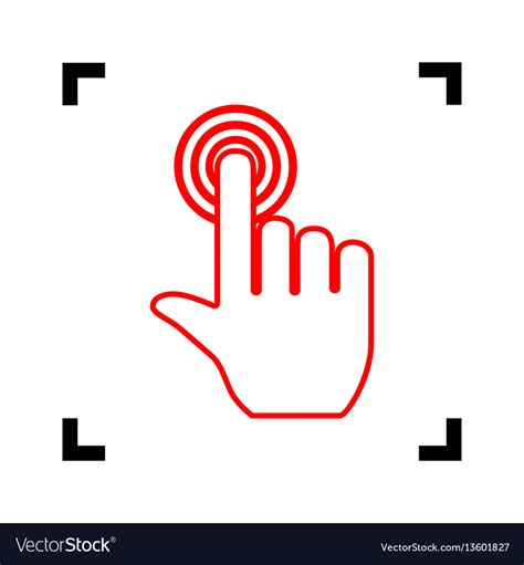 Hand Click On Button Red Icon Inside Royalty Free Vector