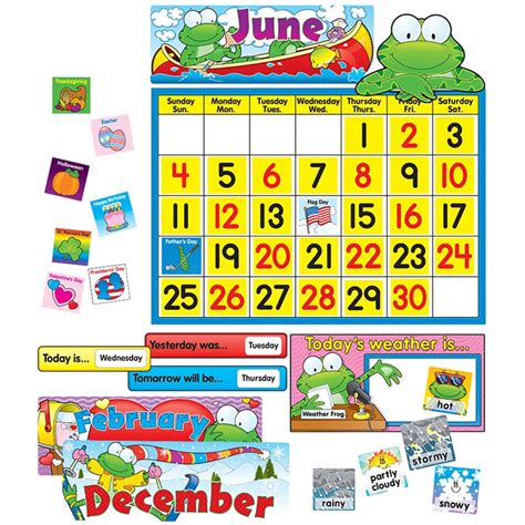 Frog Calendar Set Bulletin Board Set Cd 110076 Carson Dellosa