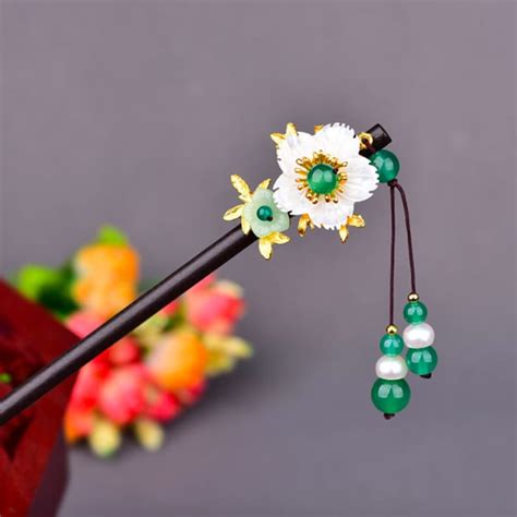 Vintage Flower Cherry Blossom Chinese Hair Pin Hair Stick Bead Etsy