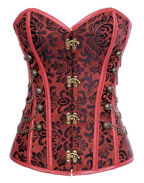Charmian Women S Spiral Steel Boned Steampunk Gothic Bustier Corset With Chains