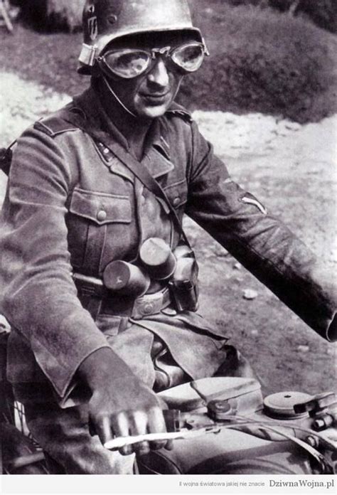 German Soldier And His Motorcycle Military Motorcycle Wwii Photos