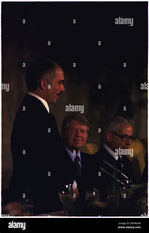 King Hussein Of Jordan With Jimmy Carter Stock Photo Alamy