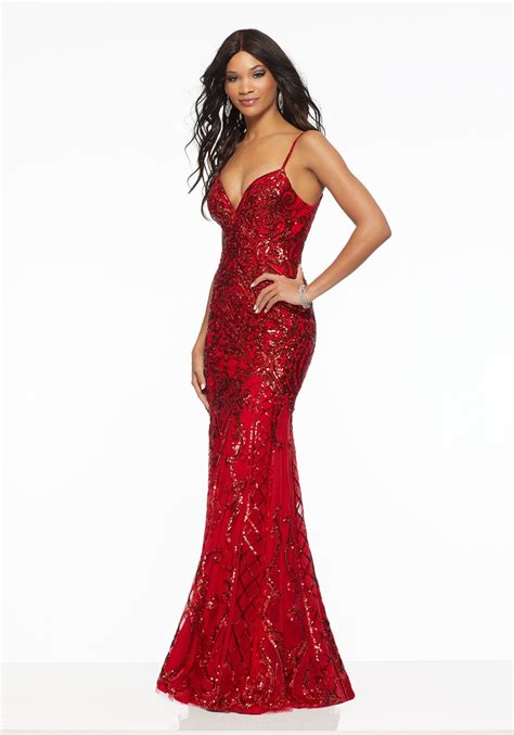 Patterned Sequin Design On Net Sparkly Dress Strapless Prom Dresses