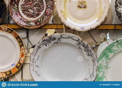 Vintage Dishes Circle Cuttery Restaurant Banquet Stock Image Image Of