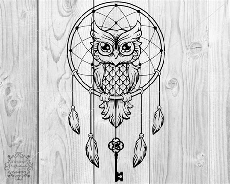 Owl Dreamcatcher Svg Owl Svg Owl With Key Dreamcatcher Svg Etsy