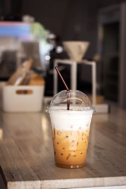 Premium Photo Ice Cappuccino In Plastic Cup Refreshment Beverage