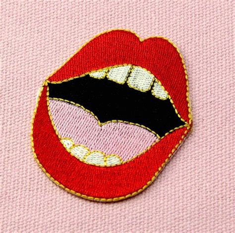 Womans Red Lips Mouth Iron On Patch Classic Vintage Etsy