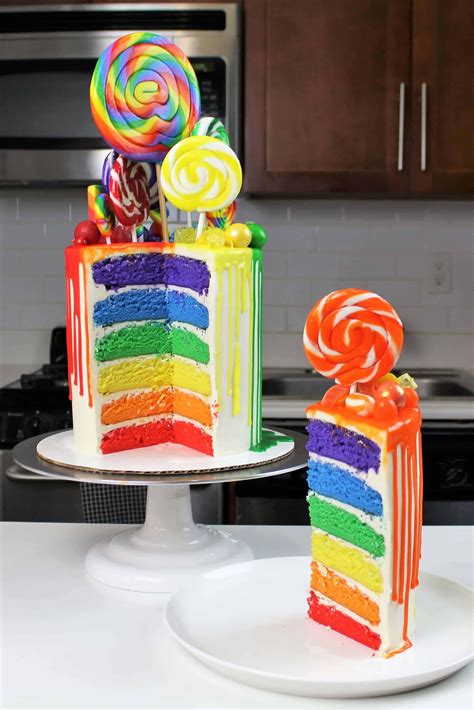 Rainbow Drip Cake Recipe And Tutorial Chelsweets Recipe Drip