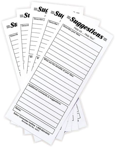 Suggestion Box Cards 3 12 X 8 White 25 Cardspack Uk Stationery And Office Supplies