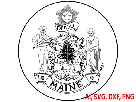 Seal Of The State Of Maine Badge Logo Seal Custom Ai Etsy
