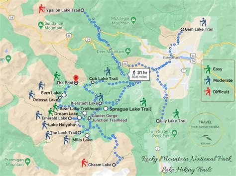 Lake Hiking Trails Rocky Mountain National Park Hiking Trails Map