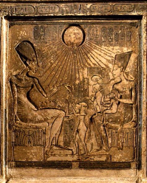 Akhenaten With Wife Nefertiti And Three Of Their Daughters