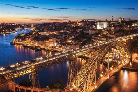 Pictures Oporto Portugal Bridge Rivers Evening Houses Cities