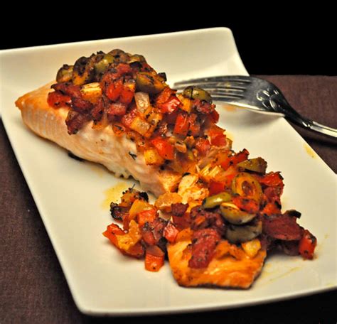 Baked Salmon With Red Pepper Relish