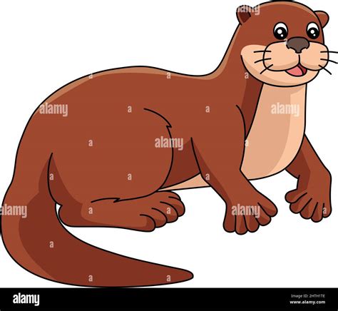 River Otter Cartoon Clipart Illustration Stock Vector Image And Art Alamy