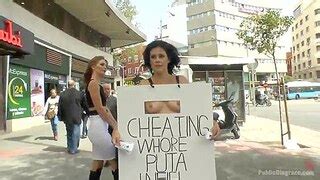 Cheating Wifes Big Hot Ass Shamed Fully Naked In Public Display Part