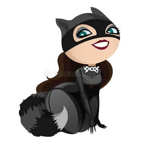 Funny Girl Dressed Raccoon Bandit Stock Vector
