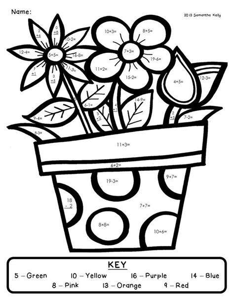 Addition Color By Number Coloring Page Coloring Home