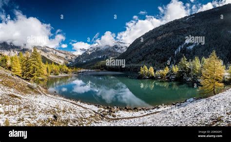 Panoramic View Of Lac De Derborence In Autumn In Valais Stock Photo Alamy