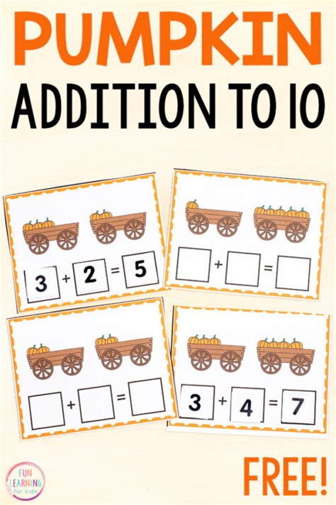 Free Printable Pumpkin Addition To 10 Cards