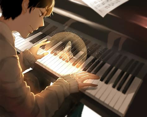 Hd Wallpaper Anime Boy Instrument Musical Original Piano