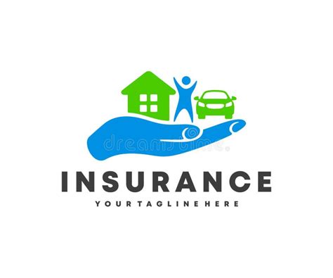 Insurance In The Palm Of Hand Holds A Person A Car And A House Logo