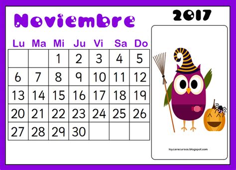 Recursos De EducaciÓn Infantil Calendario Mes De Noviembre
