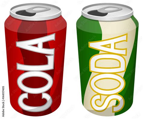 Vector Illustration Of Two Soft Drink Cans One Labeled Cola One