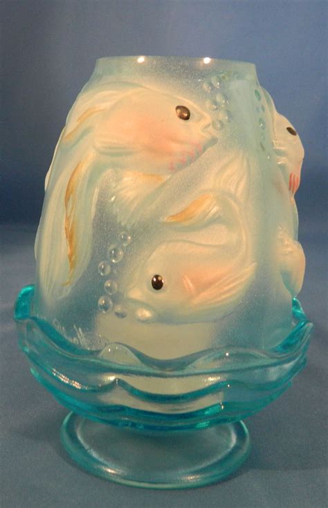 fenton goldfish fairie lamp art glass   fairy