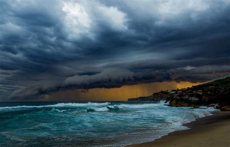 Wallpaper Waves Storm Beach Cloudy Raining Troubled Sea Images For