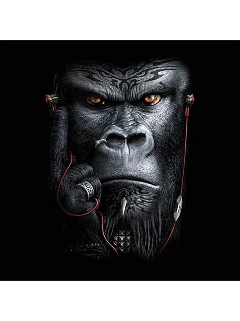 Gorilla Listening To Music Long Sleeve T Shirt In 2021