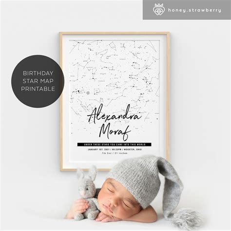 Baby Birth Star Map Personalized Poster Printable Under Etsy