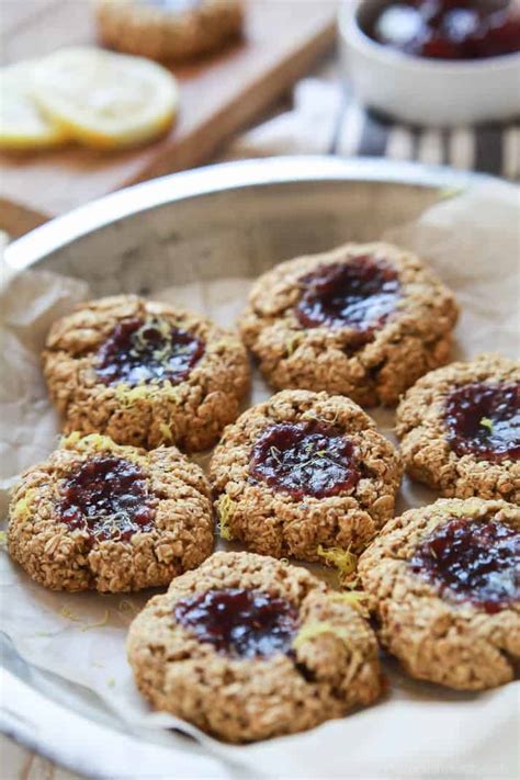 I wanted a cookie that would . Flourless Lemon Raspberry Thumbprint Cookies | Healthy ...