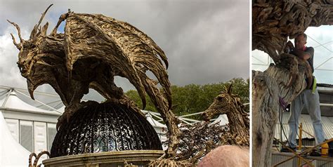 Giant Dragons Made Out Of Driftwood By James Doran Webb