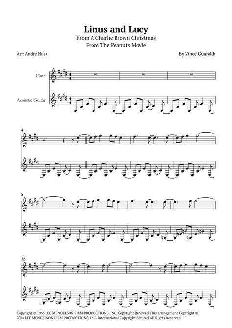 Linus And Lucy By The Vince Guaraldi Trio Flute Digital Sheet Music Sheet Music Plus