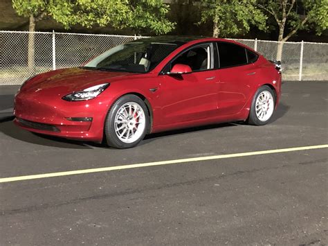 2018 Red Tesla Model 3 Performance Pictures Mods Upgrades Wallpaper