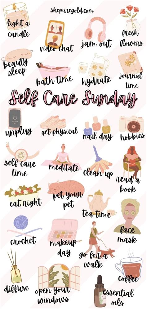 101 Self Care Sunday Ideas Self Care Sunday Checklist And Graphic Self Care Self Care