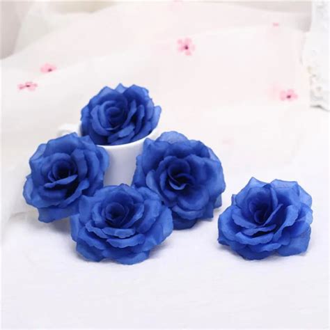 10pcs 8cm Royal Blue Artificial Silk Roses Head Home Decoration Wedding