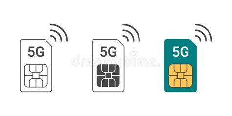 Sim Card Communication 5g Sim Card Icons For A Mobile Phone Stock