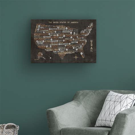 17 Stories Us City Map Black By Michael Mullan Wrapped Canvas Graphic