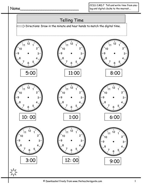 Learning To Tell Time Worksheets