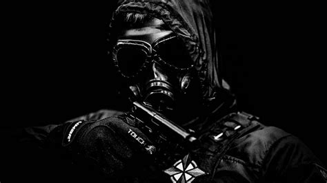 Hd Wallpaper 4k Apocalypse Dark Background Black Minimal Gas Mask
