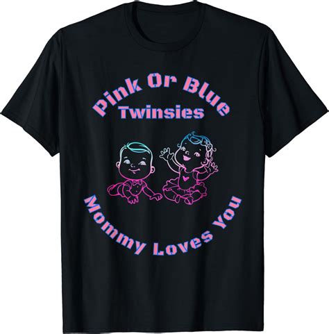 Pink Or Blue Twins Gender Reveal T Shirt For Mom Clothing