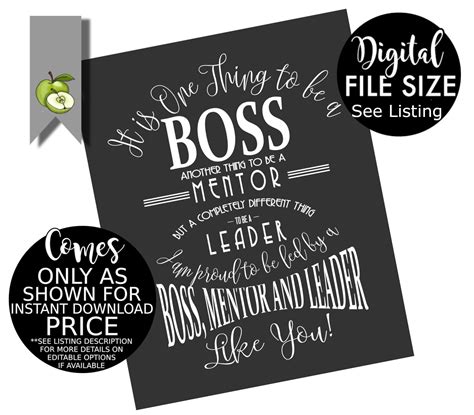 Boss Mentor And Leader Appreciation Day Week Boss Week Card Etsy Mentor Thank You Printable