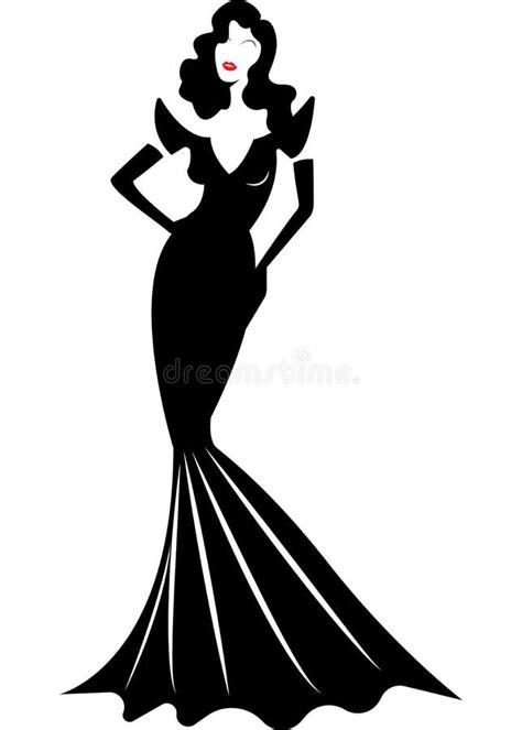 Diva Hollywood Silhouette Beautiful Retro Fashion Woman In Red Party